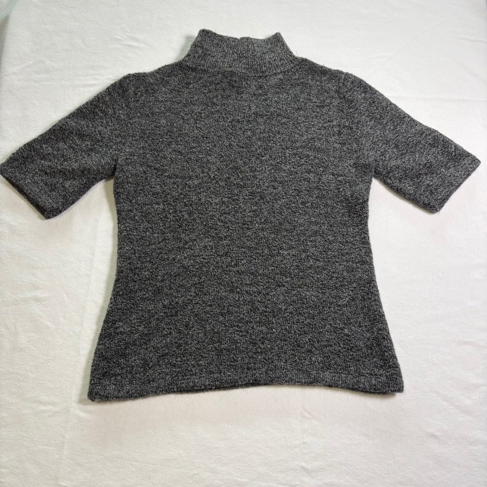 Caslon, Mock Neck Short Sleeve Sweater, Gray, S, MSRP $69